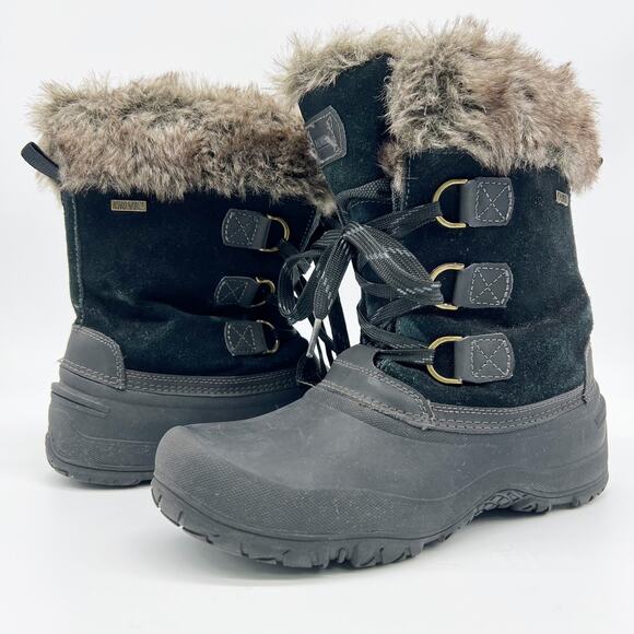 Khombu Womens The Slope Winter Snow Boots Black Suede Faux Fur Pull On Size 10 - Picture 1 of 11